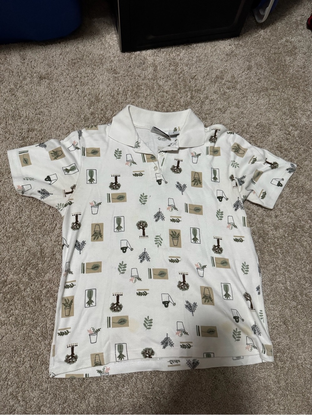 Women’s White Printed Polo Top